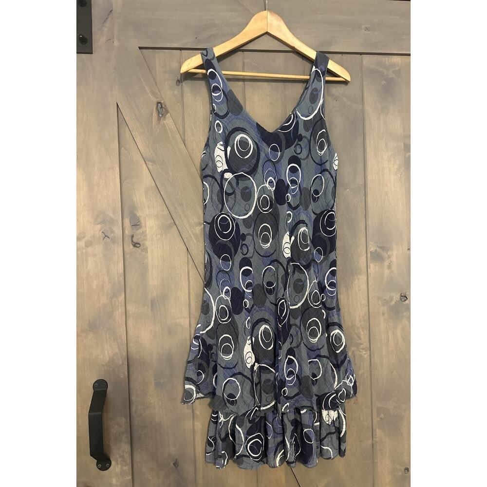 Made & Worked In Italy Cotton Tank Dress M Tiered Lagenlook Dress Floaty